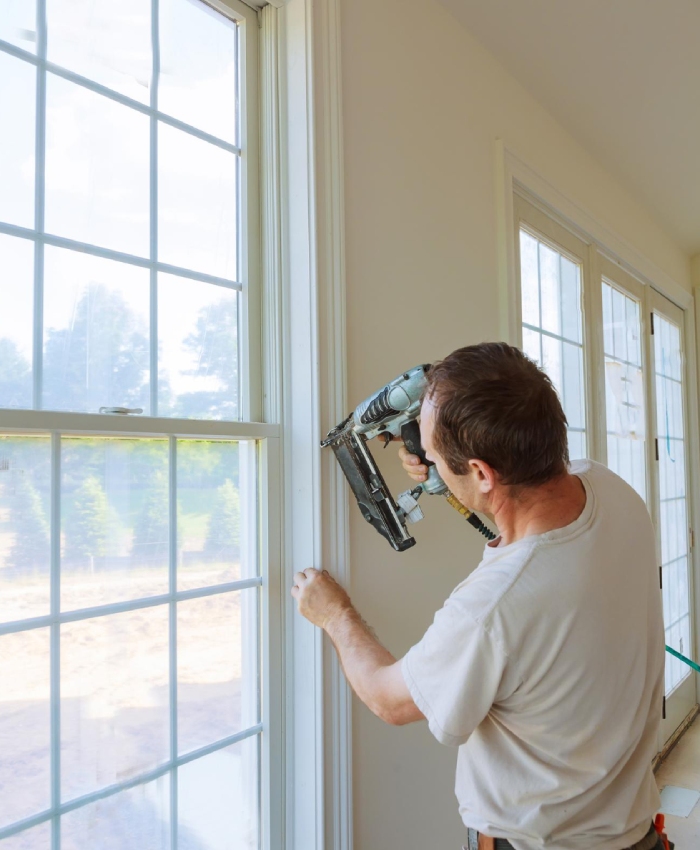 Installation de fenêtre avec fixation du cadre